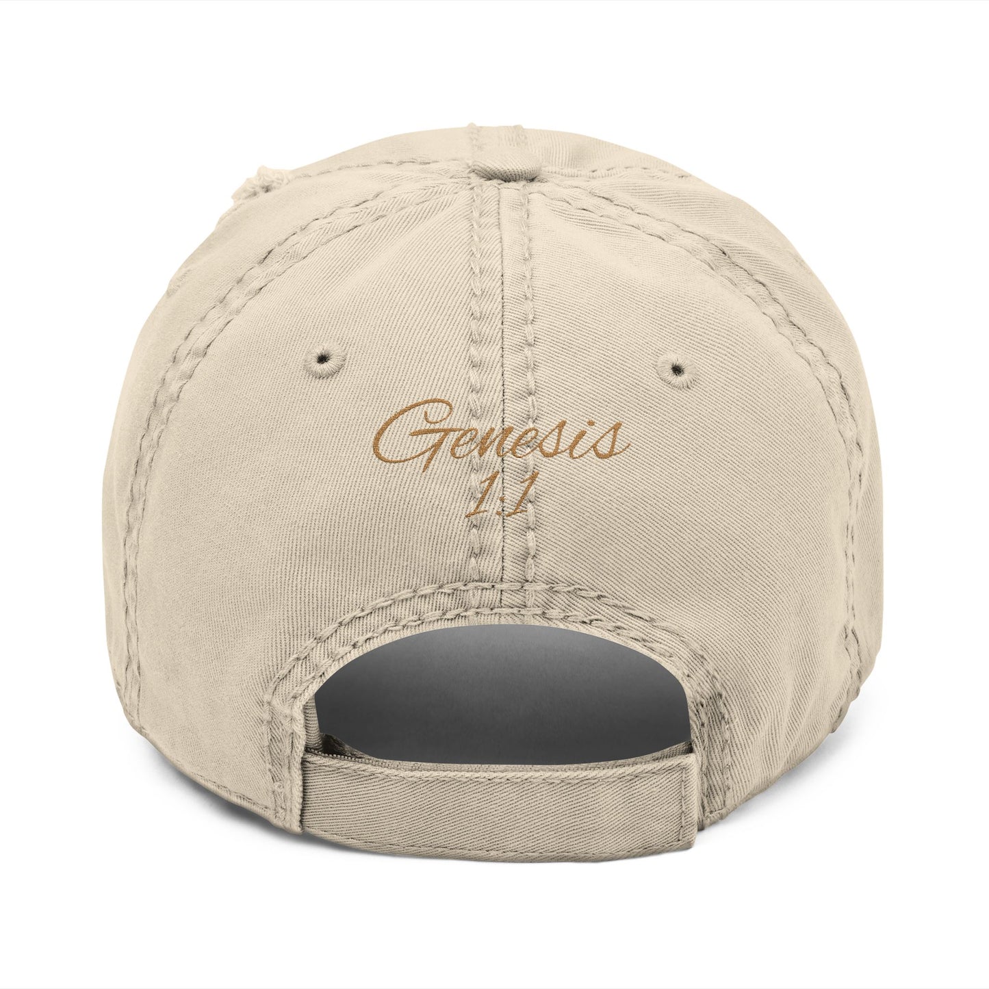 'ELOHIM, GENESIS 1:1'  Distressed Dad Hat with Embroidered, Casual Cap for Fathers, Gifts for Dads, Religious Hat, Vintage Style