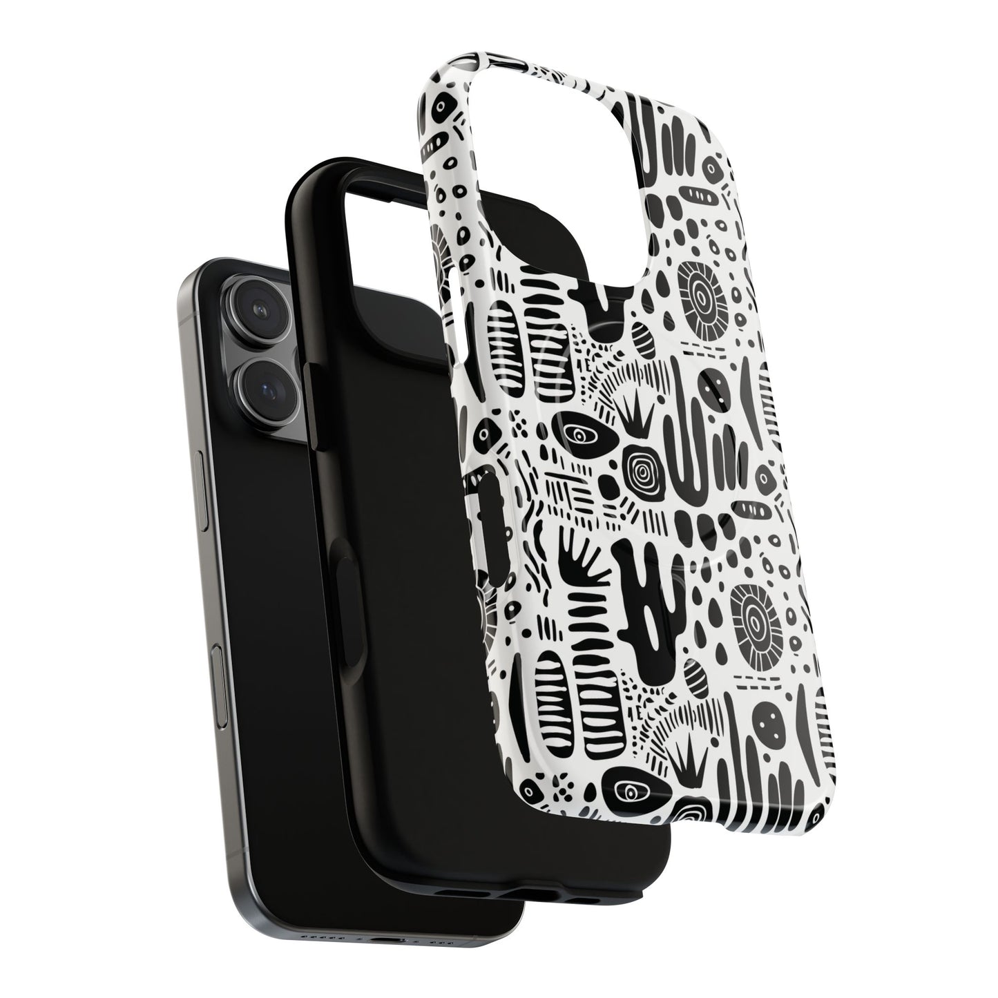 Abstract Monochrome Tough Magnetic iPhone Cases, Stylish Phone Cover, Durable Phone Protector, Modern Tech Accessories, Unique Gift Ideas
