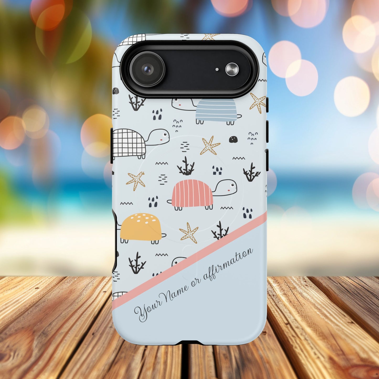 Personalized Cute Turtle Tough Magnetic MagSafe® Cell Cover, Ocean Theme Case, Sea Life Gift for Beach Lovers, iPhone® 13, 14, iPhone 15, iPhone 16, iPhone 17, Pro, Pro Max, Plus Cases.