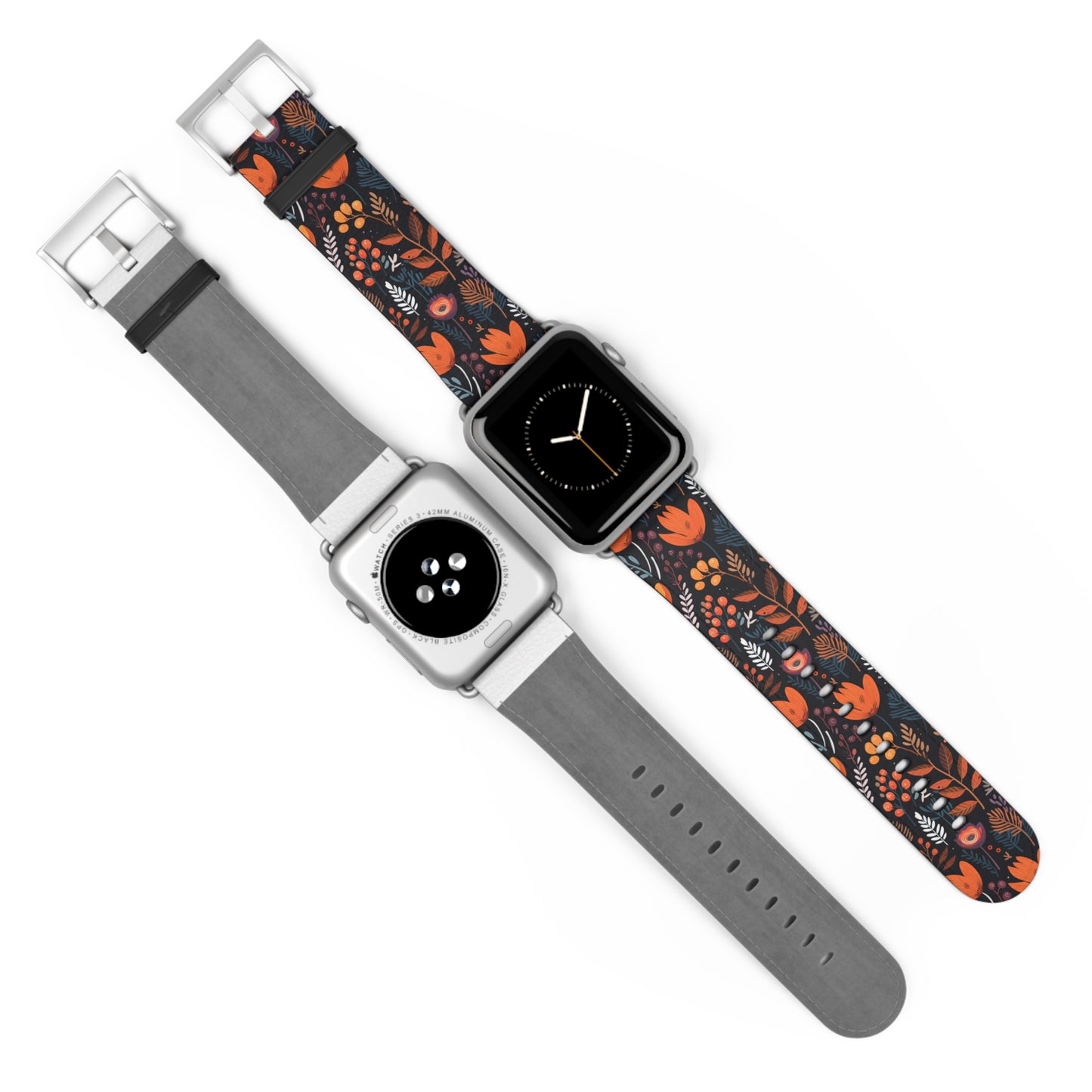 Autumn Bloom Floral Patterned Watch Band - Boho Chic Accessory, Gift for Her, Adjustable Strap for Smartwatch, Trendy Wristband, Floral Design.