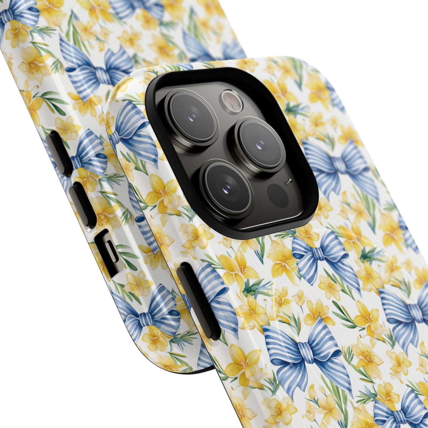 Sunshine Blue Coquette Bows Tough iPhone Magnetic Case for iPhones, Cute iPhone Cover, Spring Gift, Durable Case, Custom iPhone Protection