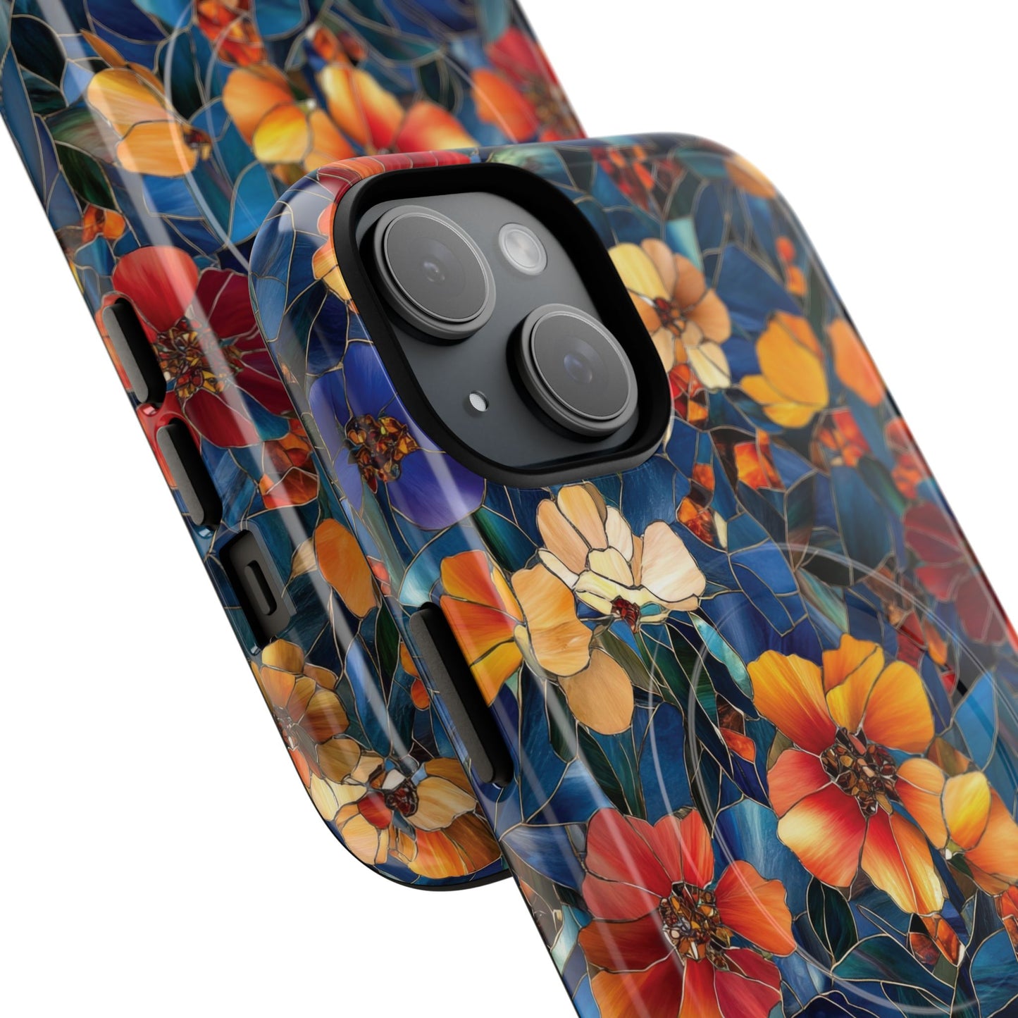 Cathedral Petals Tough Magnetic iPhone Case, Durable, Stylish, Unique Floral Design, Gifts for Her, Birthday, Everyday Use, Stained Glass iPhone Case.