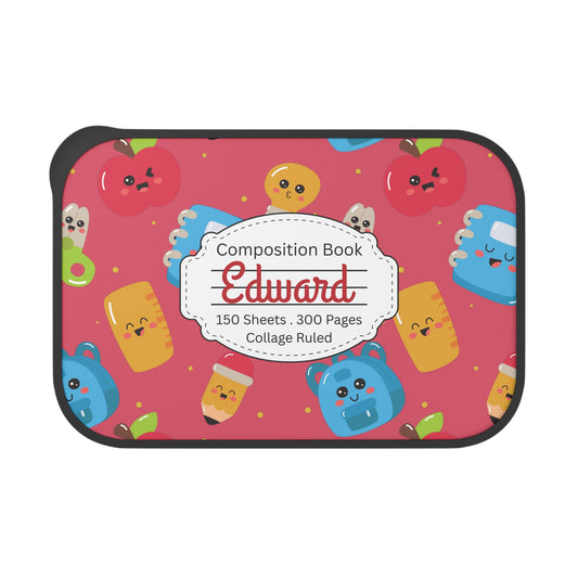 Personalized Kawaii Composition Book Composition Book Inspired Bento Box, Fun Lunch Container, School Lunch, Meal Prep, Kids' Utensils, Back to School, Child's Lunchbox