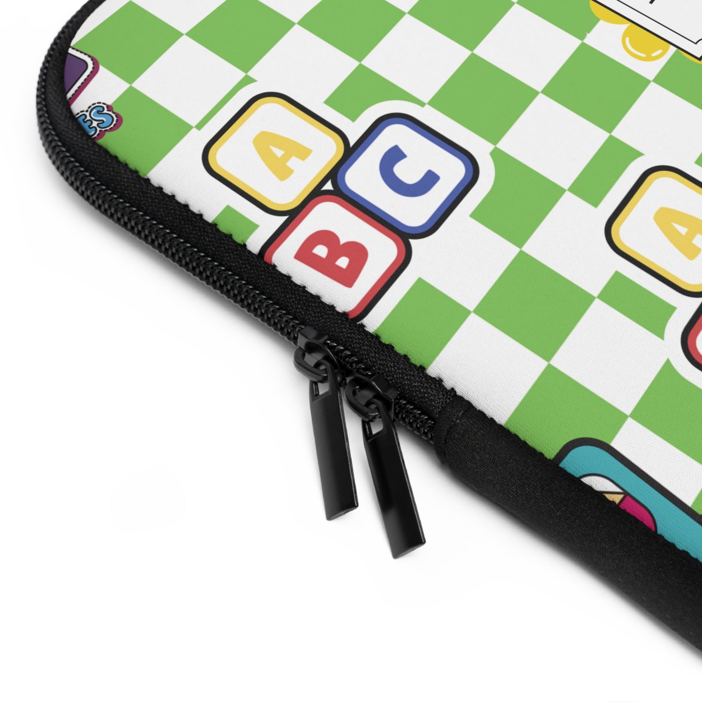 Personalized Green SchoolYard Chic Laptop Sleeve with Composition Book Inspired Design, Customizable Tech Case, School Supplies, Gift for Students, College Essentials, Back to School