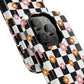 Groovy Checkered Bloom iPhone Case, Tough Magnetic Cases for Women, Stylish iPhone Cover, Trendy Floral Print, Gift for Her, Everyday Accessories