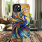 Mosaic Peacock Feathers Magnetic Phone Case, Tough Phone Shell, Vibrant Art Case, Gift for Her, Unique Phone Accessory, Wildlife Lover's Gift, Stained Glass Case.