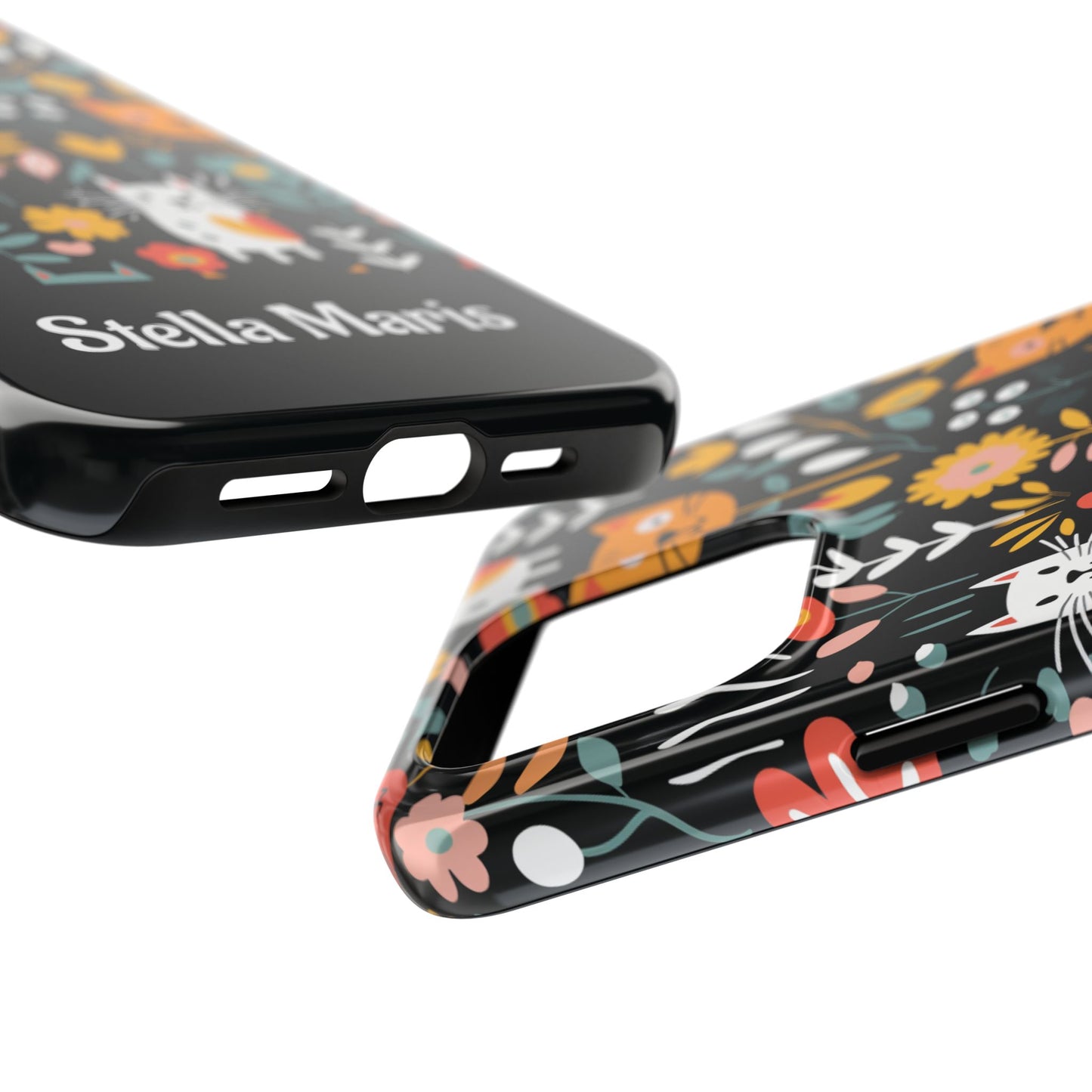 Personalized Whimsical Feline Garden Tough Phone Case — Custom Name iPhone & Samsung