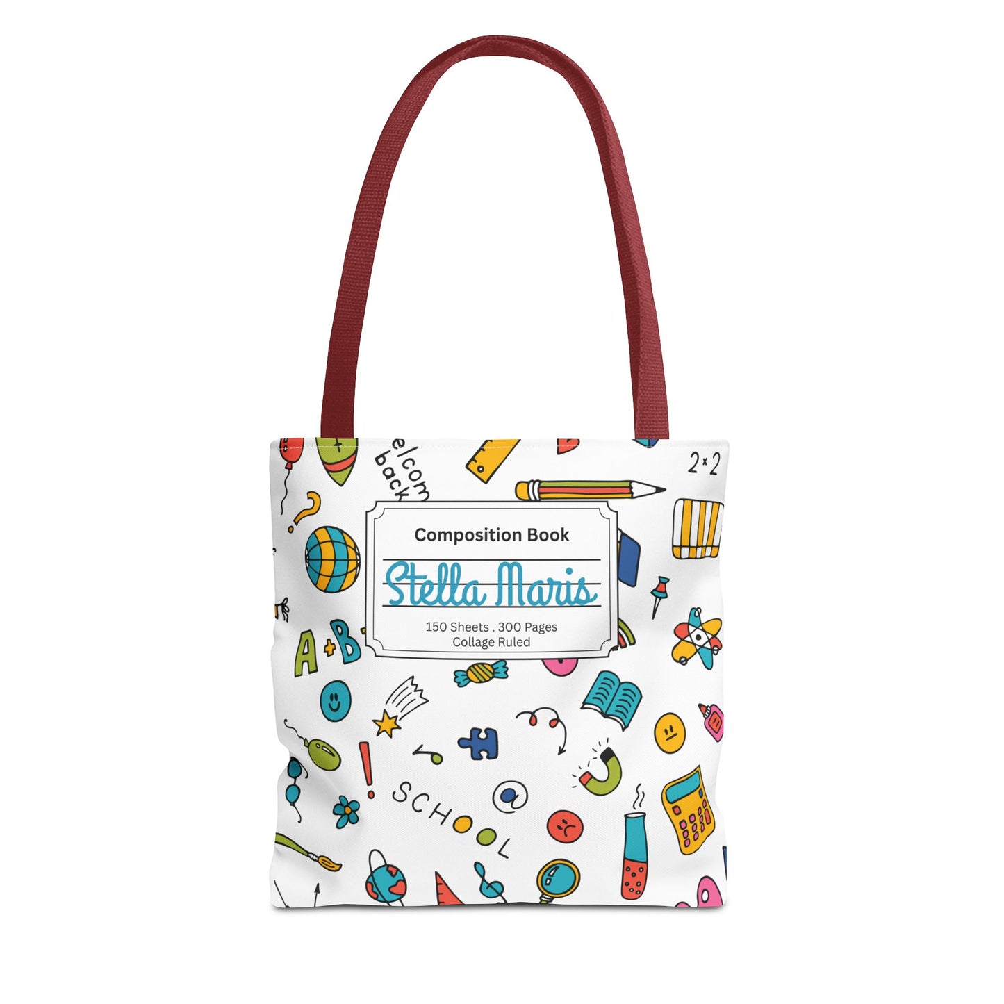 Personalized Classroom Couture Composition Book Inspired Tote Bag, Back to School Tote, Teacher Gift, Kids Bag, Custom Name Bag, Educational Accessories, Back to School Tote Bag.