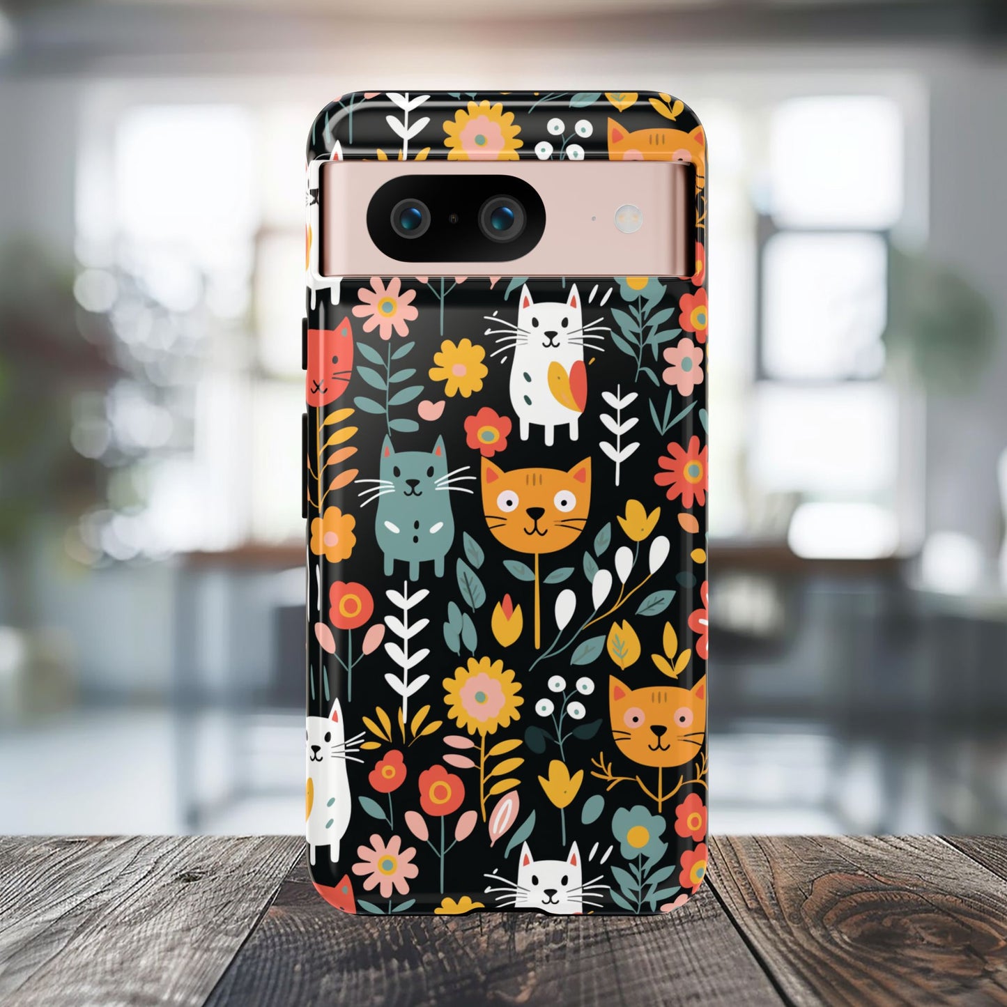 Whimsical Feline Garden iPhone, Samsung or Google Pixel Tough Cases