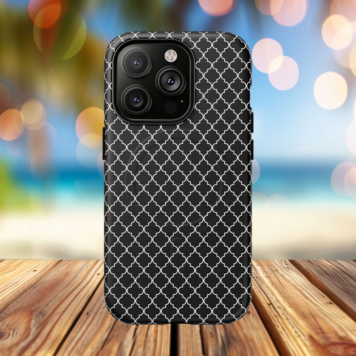 Noir Mosaic Tough iPhone Magnetic Case, Geometric Patterned Case, Durable iPhone Cover, Unique Tech Accessories, Perfect Gift for Him/Her