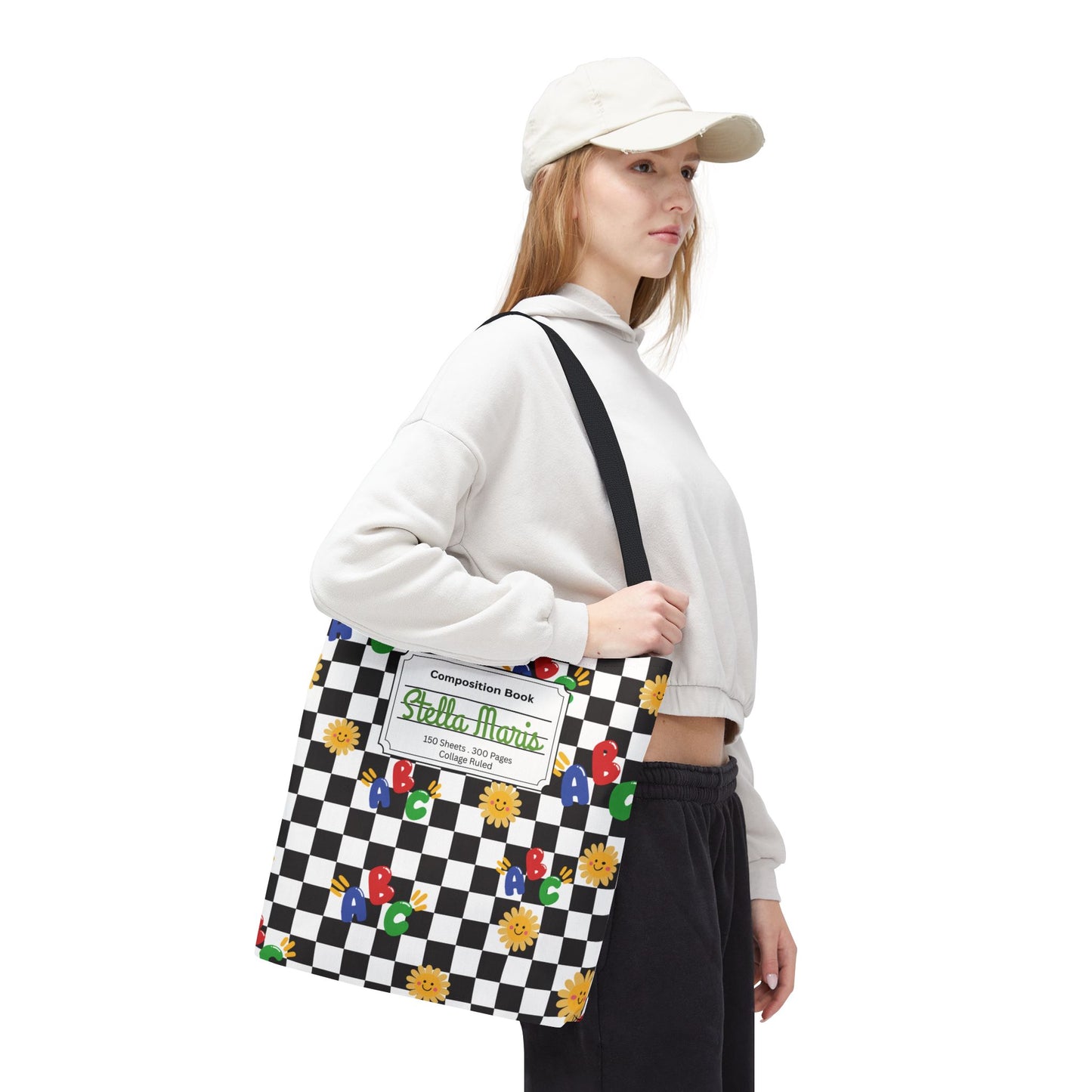 Personalized Schoolyard Chic Composition Book Inspired Tote Bag, Back to School Tote, Teacher Gift, Kids Bag, Custom Name Bag, Educational Accessories, Back to School Tote Bag.