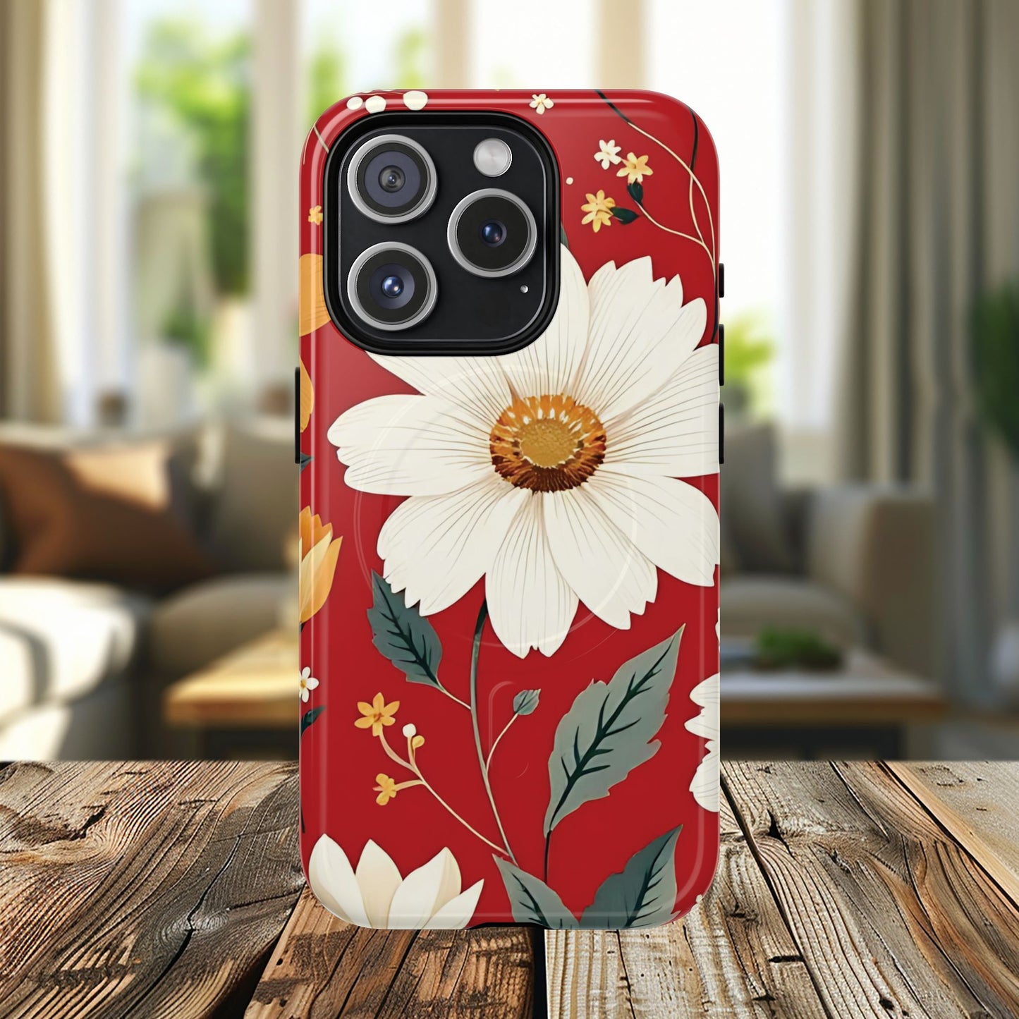 Floral Fusion Tough Magnetic Phone Case | Flower Design, Durable Protective Cover, Gift for Her, Spring Style, Unique Phone Accessory.