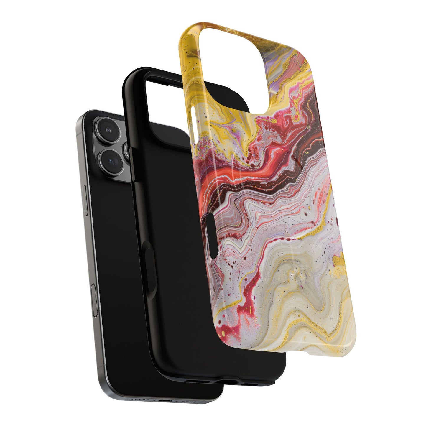 Colorful Red Marble iPhone Case, Tough Magnetic Cases, Stylish iPhone Protection, Unique Gift for iPhone Lovers, iPhone Accessories