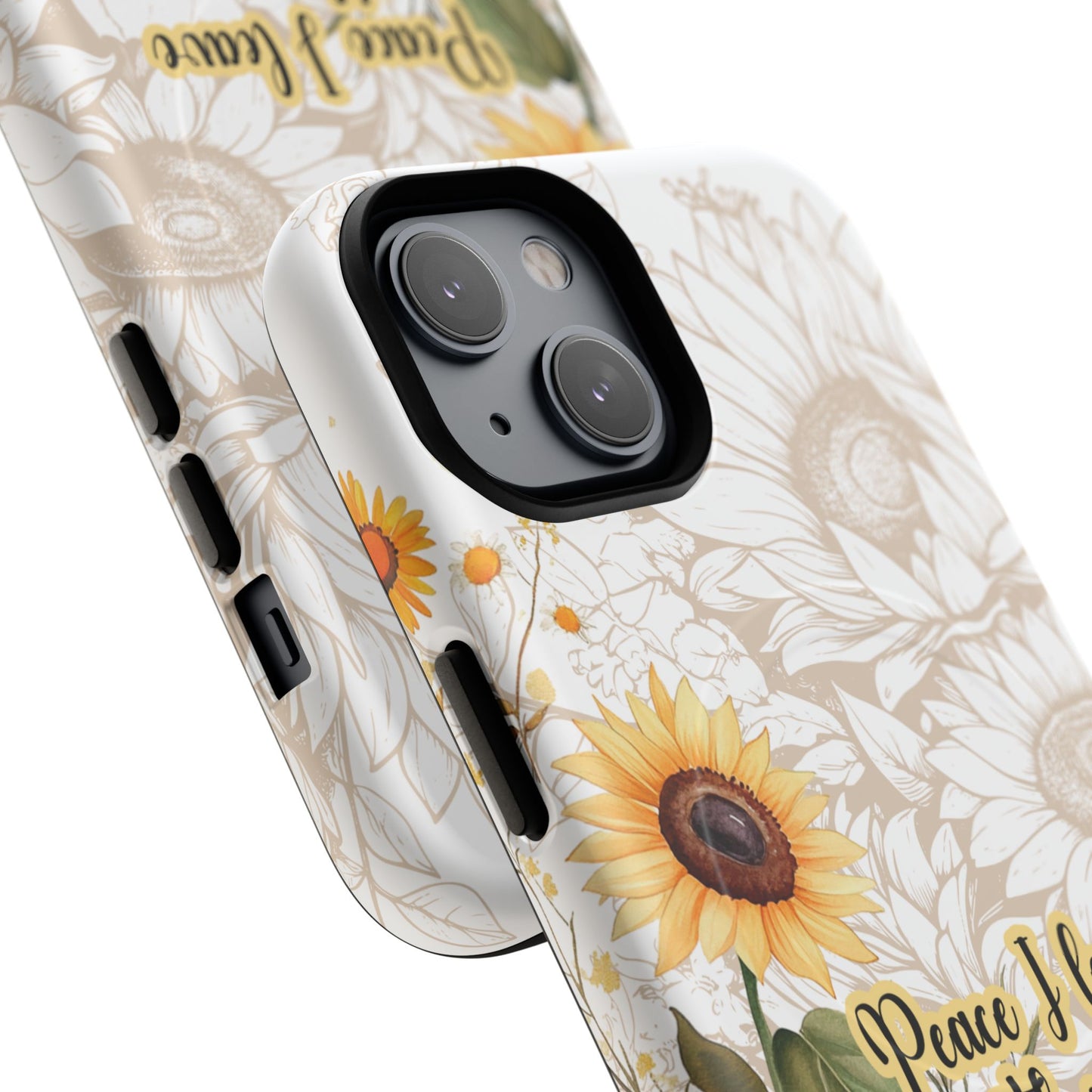 Peace I Leave with You John 14:27,  Inspirational Gift, Tough iPhone Magnetic Case  Scripture, Sunflower Bible Verse, MagSafe® iPhone® Tough Case, iPhone 14, iPhone 15, iPhone 16, Pro, Pro Max, Plus