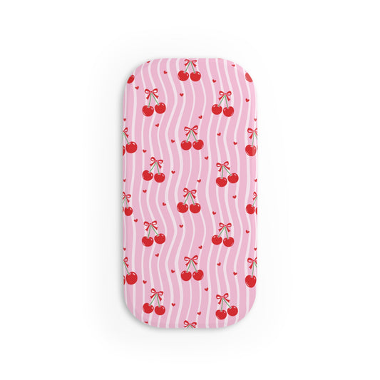 Cherry Blossom Dreams Phone Grip — Pink Retro Cherry Click-On Stand