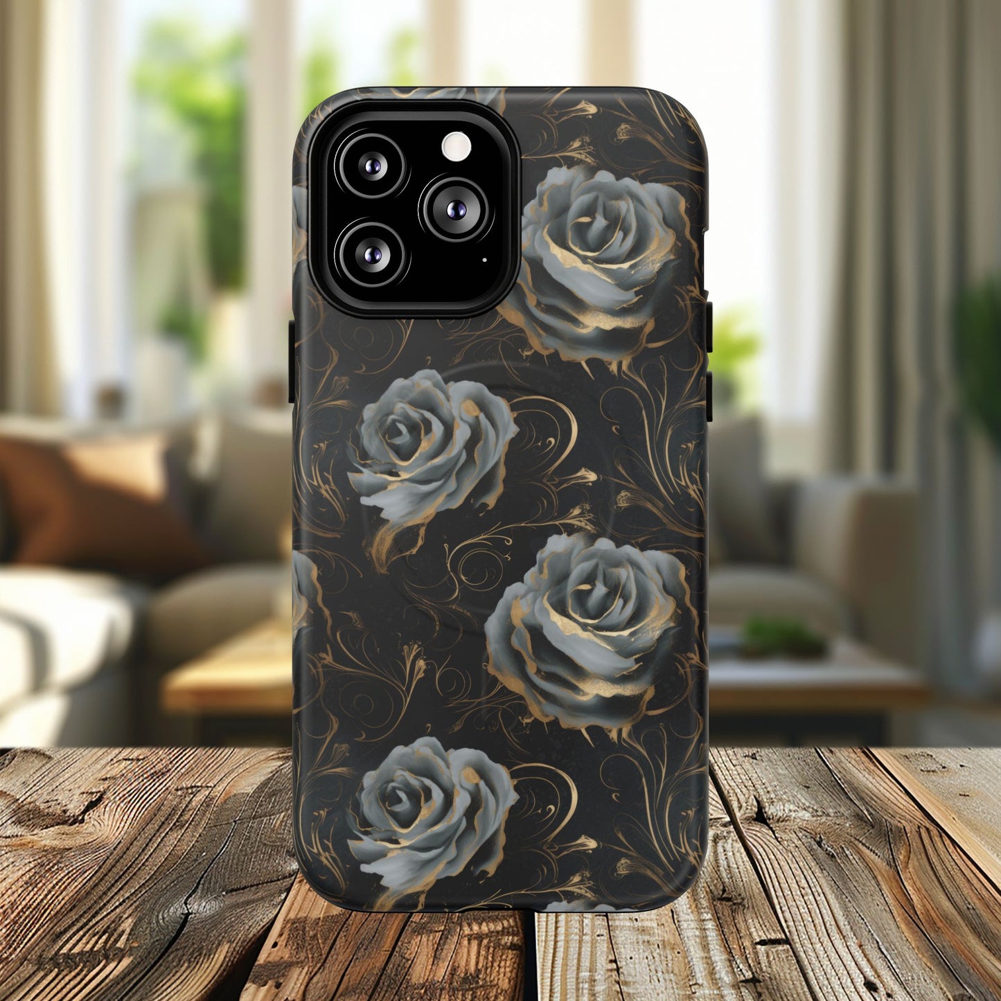 Midnight Bloom Tough iPhone Magnetic Cases,  iPhone 14, iPhone 15, iPhone 16, Pro, Pro Max, Plus MagSafe Case, Protective Tech Accessories, Gift for Her, Floral Design