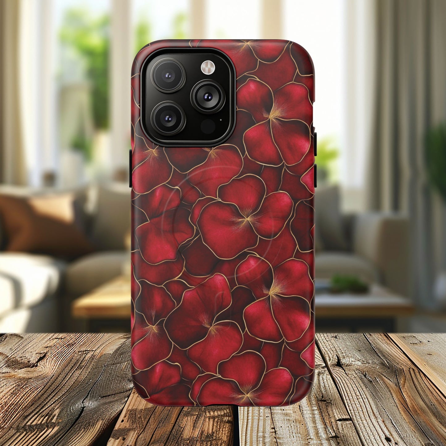 Velvet Petal Noir Tough iPhone Magnetic Case, iPhone Cover, Stylish Accessories, Gift for Her, Gift for Mother's, Floral Design, Protective iPhone Case
