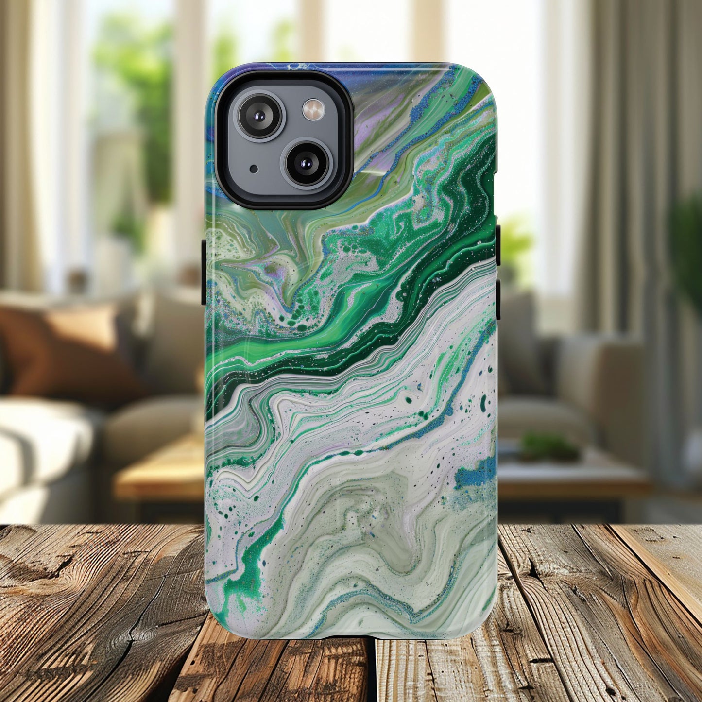 Marbled Tough iPhone Case, Magnetic Protector, Stylish Tech Accessory, Durable iPhone Cover, Unique Gift Idea