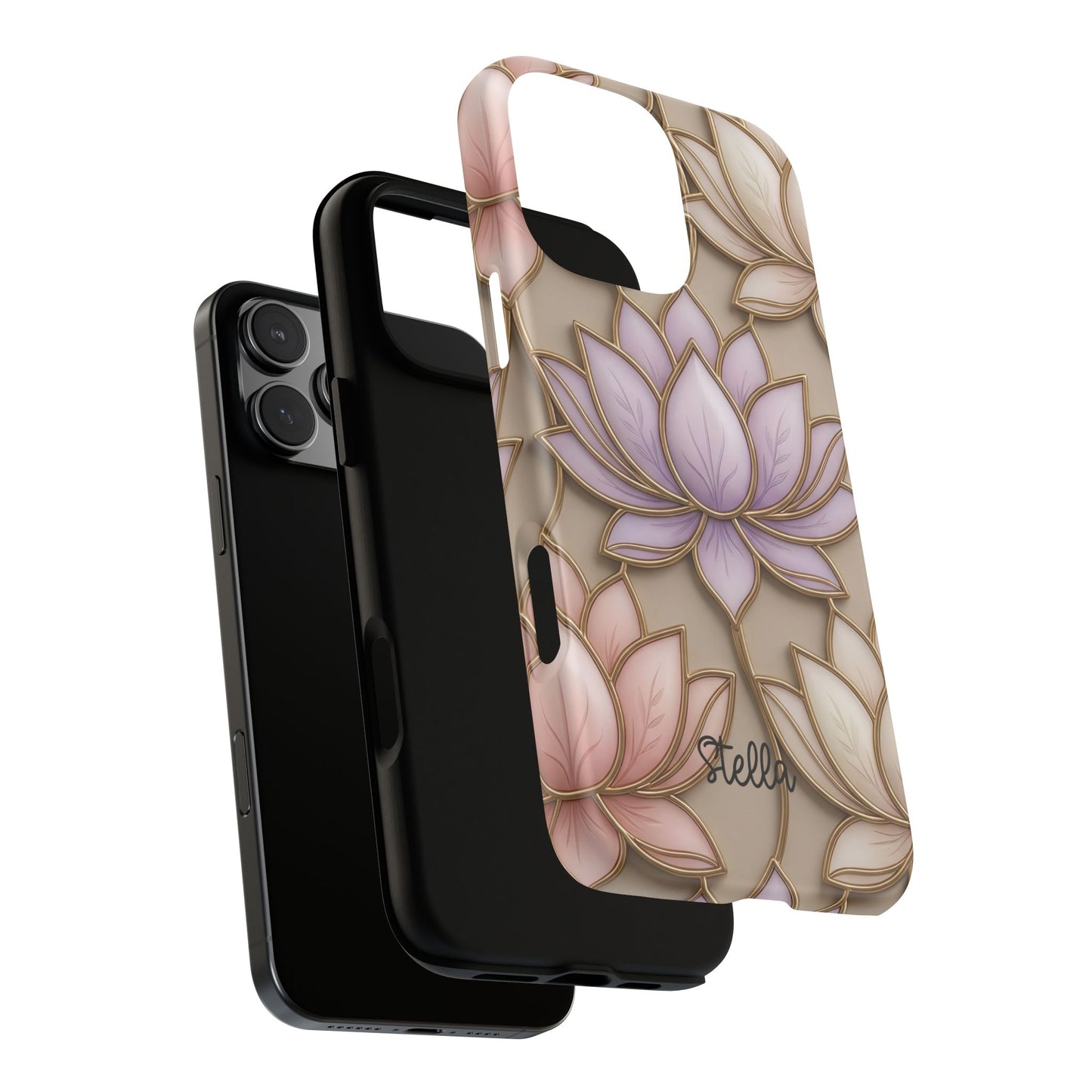 Personalized Lotus Floral Stained Glass Effect Tough Phone Case