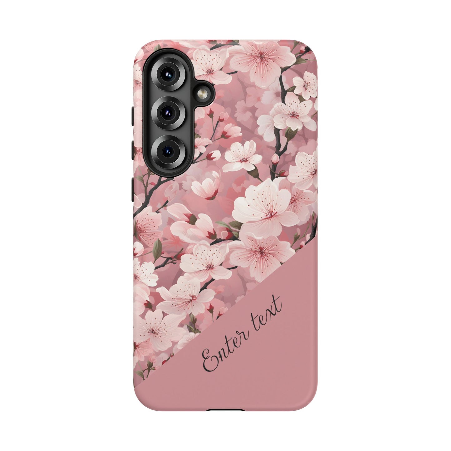Personalized Cherry Blossom Tough Phone Case — Pink Floral Protective Case for Samsung & Google