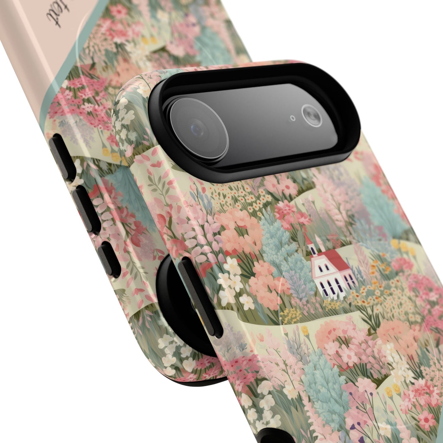 Blush Bloom Village Tough Magnetic MagSafe®Case, Durable Protection, Unique Gift for Nature Lovers,  iPhone® 13, 14, 15, 16, 17, Pro, Pro Max, Plus Cases.