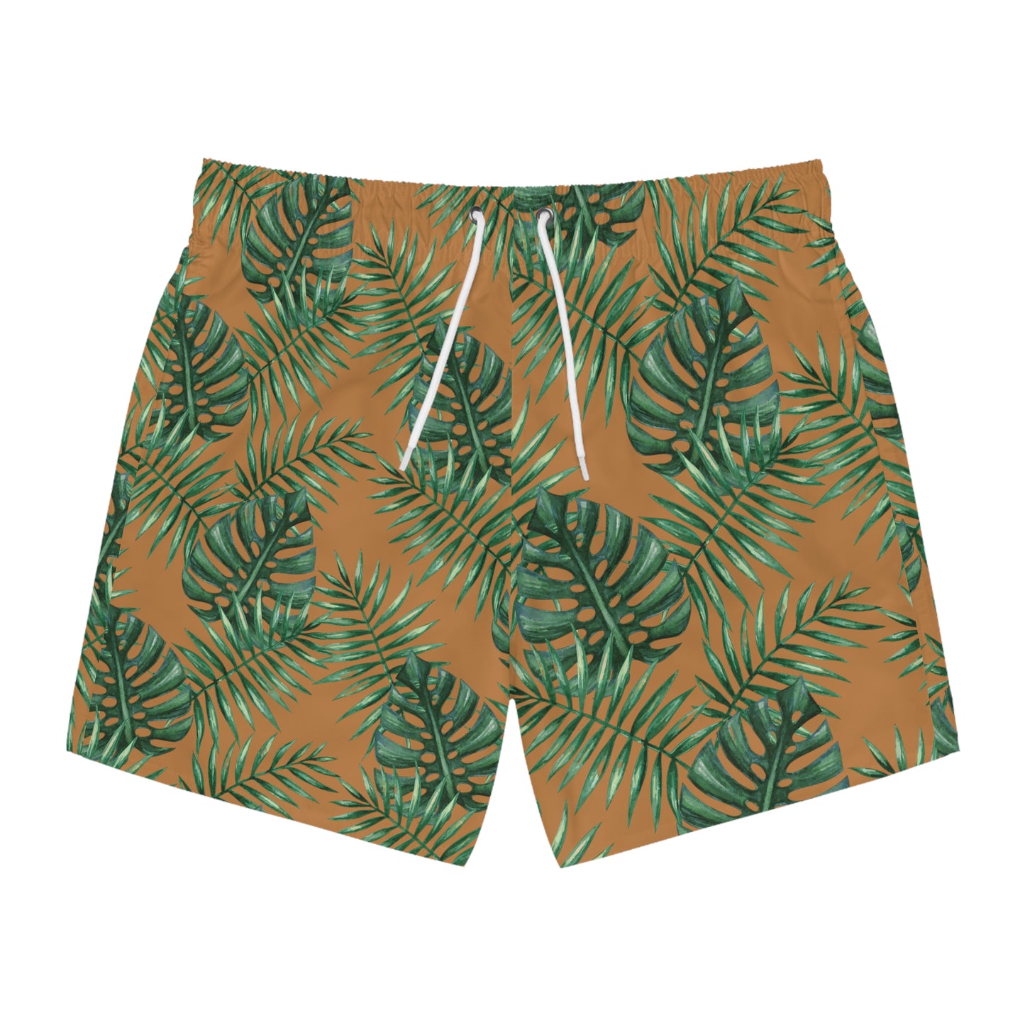 Brown Tropical Bliss Swim Trunks (AOP)