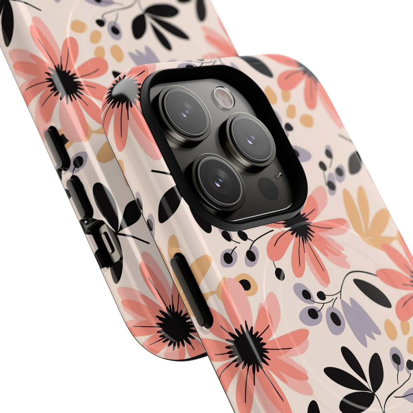 Stylish Soft Petal Noir iPhone Case, Floral iPhone Accessory for Her, Tough iPhone Magnetic Cases, Trendy iPhone Cover, Gift for Friends, Summer Vibes