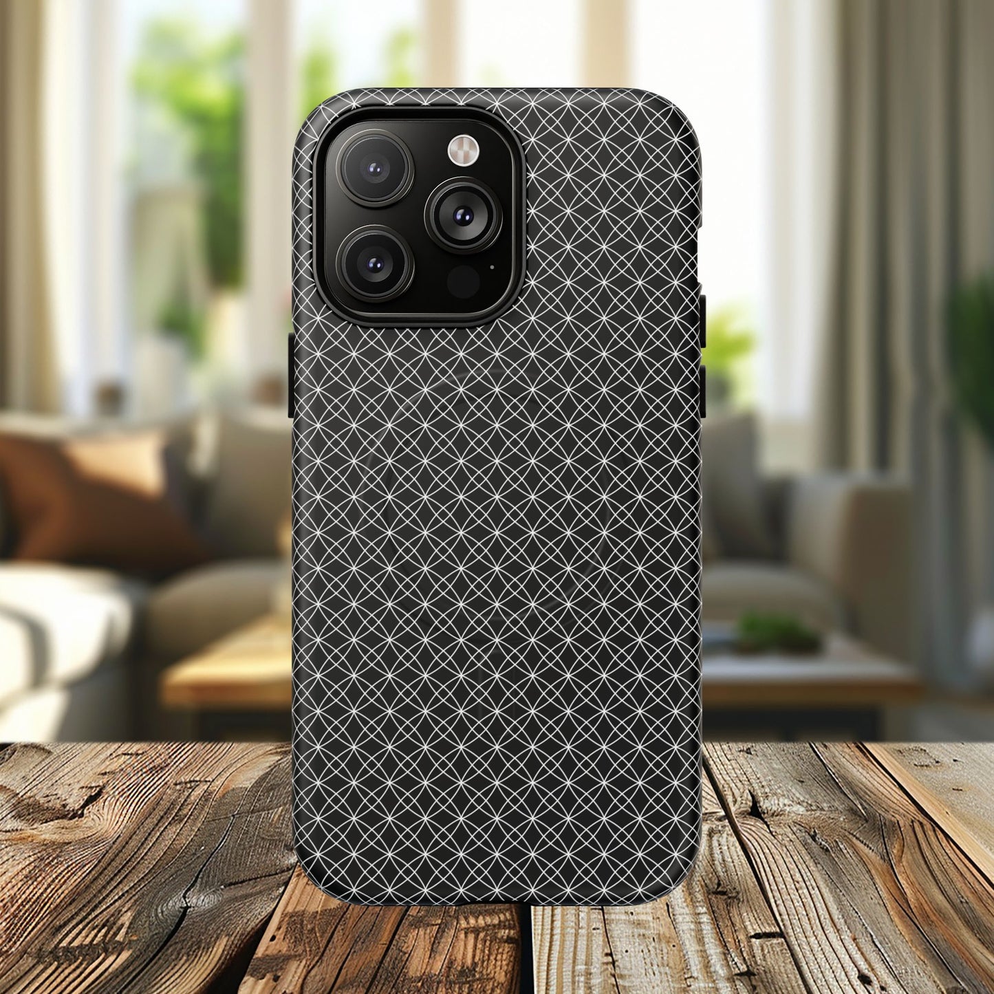 Urban Lattice Tough Magnetic iPhone Case, Stylish Protective Cover, Tech Gift for Him/Her, Durable Everyday Use, Trendy Mobile Accessories