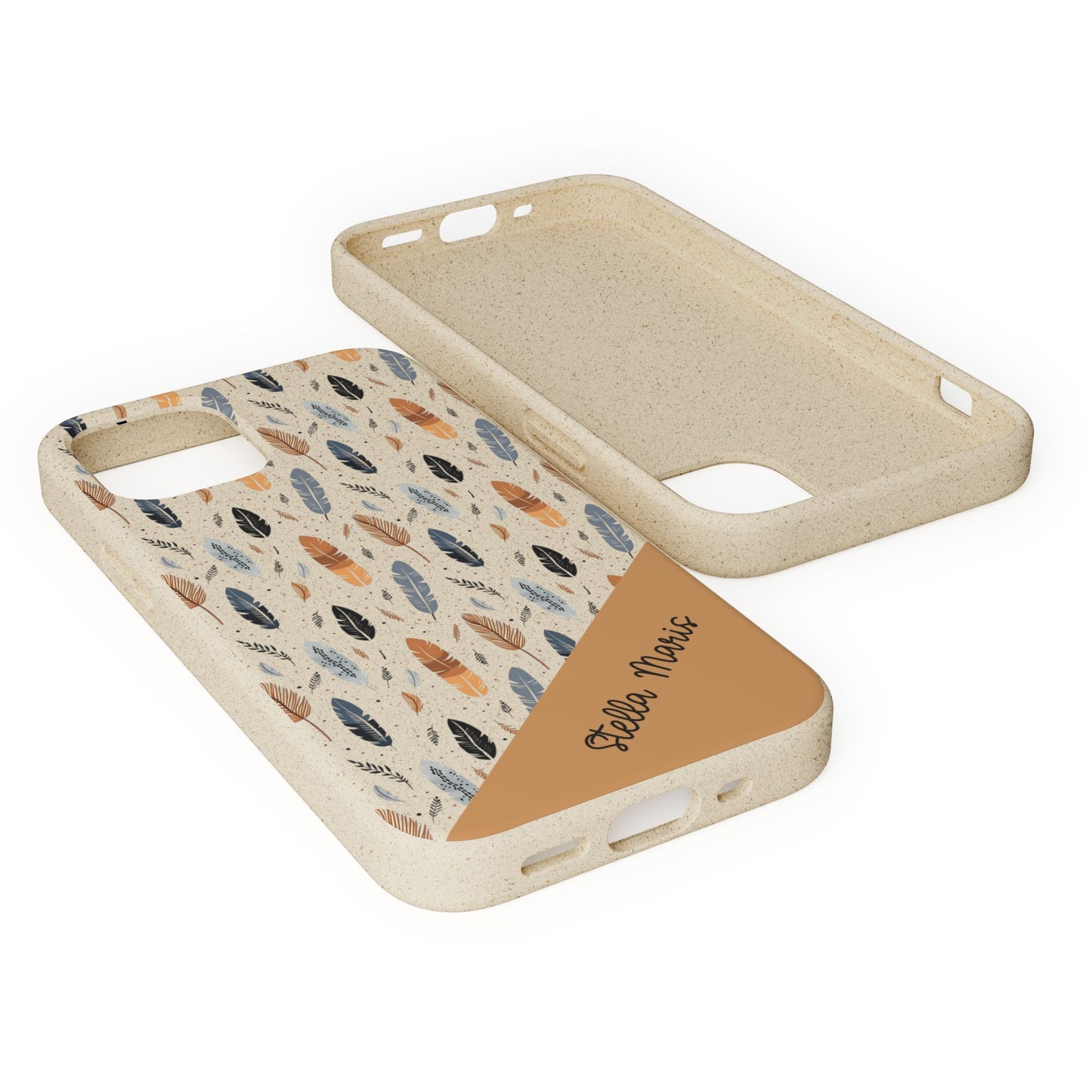 Personalized Whispering Feathers Samsung and iPhone Biodegradable Case, Custom Name Case.