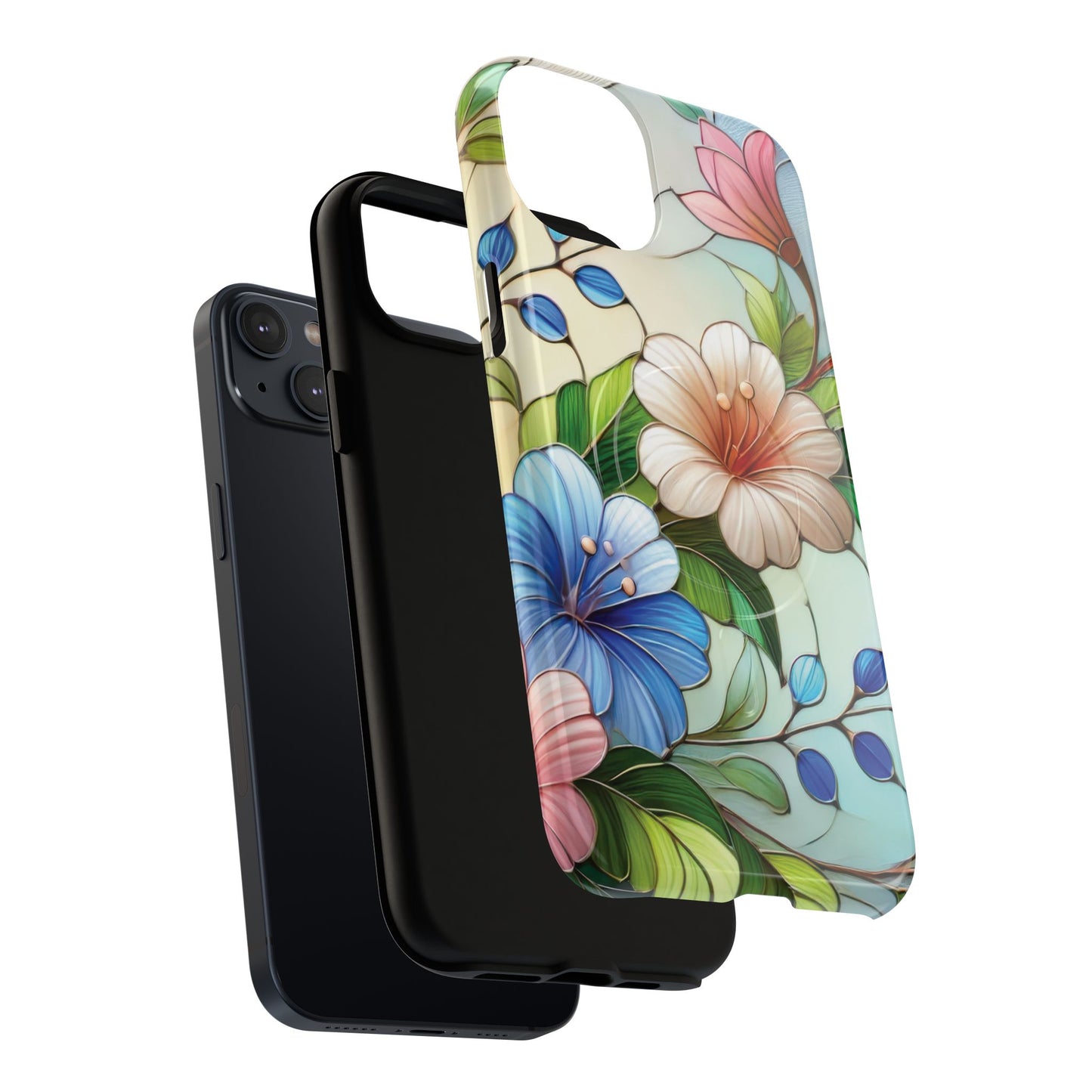 Rose Petal Mosaic Tough iPhone Magnetic Case, Durable Protection, Stylish iPhone Design, Gift for Her, Nature Lover, Unique Stained Glass  Accessory