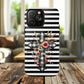 Grace in Bloom Tough Magnetic iPhone Case with Floral Cross Design, Boho iPhone Cover, Striped iPhone Case, Unique Religious Gift, Trendy Cell iPhone Accessory.