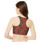 Red Tropical Bliss High Neck Crop Bikini Top (AOP)
