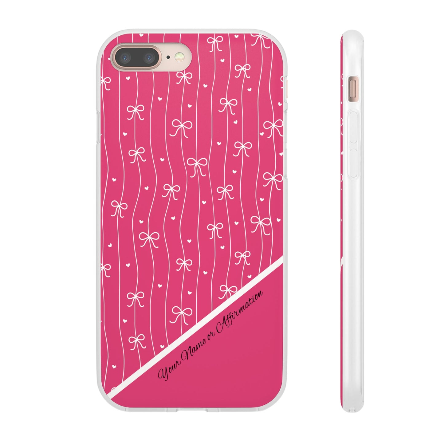 Personalized Pink Bow Coquette Slim Flexi iPhone and Samsung Cases — Custom Name or Affirmation