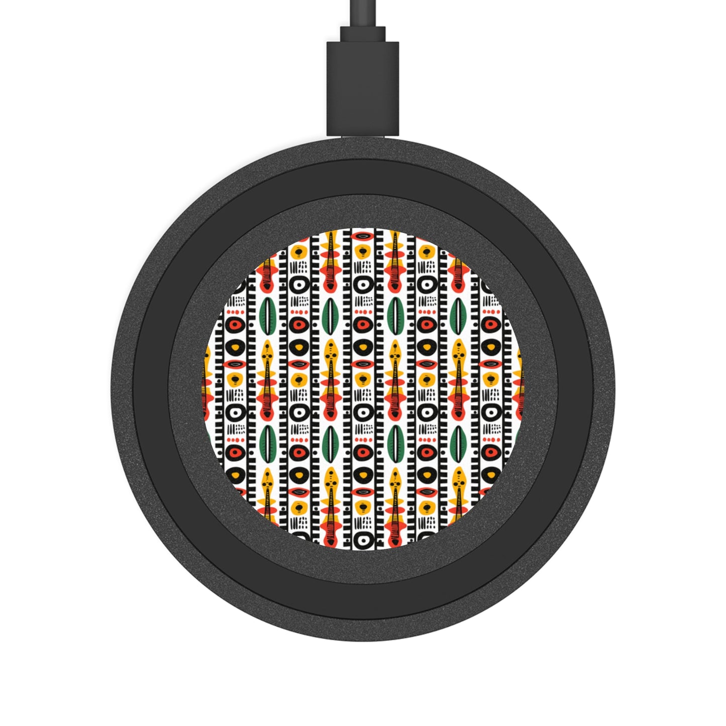 Afrobeat Harmony Quake Wireless Charging Pad - Colorful Geometric Design for Modern Tech Lovers