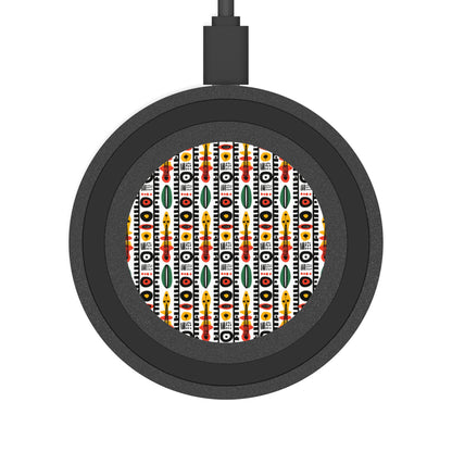 Afrobeat Harmony Quake Wireless Charging Pad - Colorful Geometric Design for Modern Tech Lovers