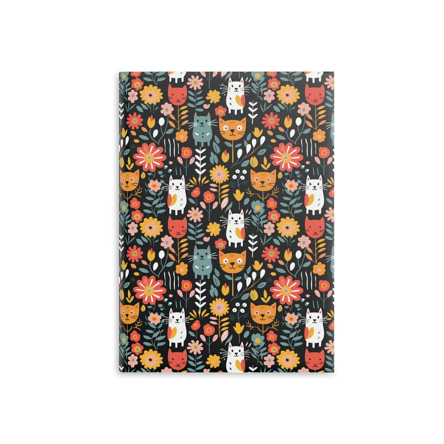 Whimsical Feline Garden Hardcover Notebook with Puffy Covers