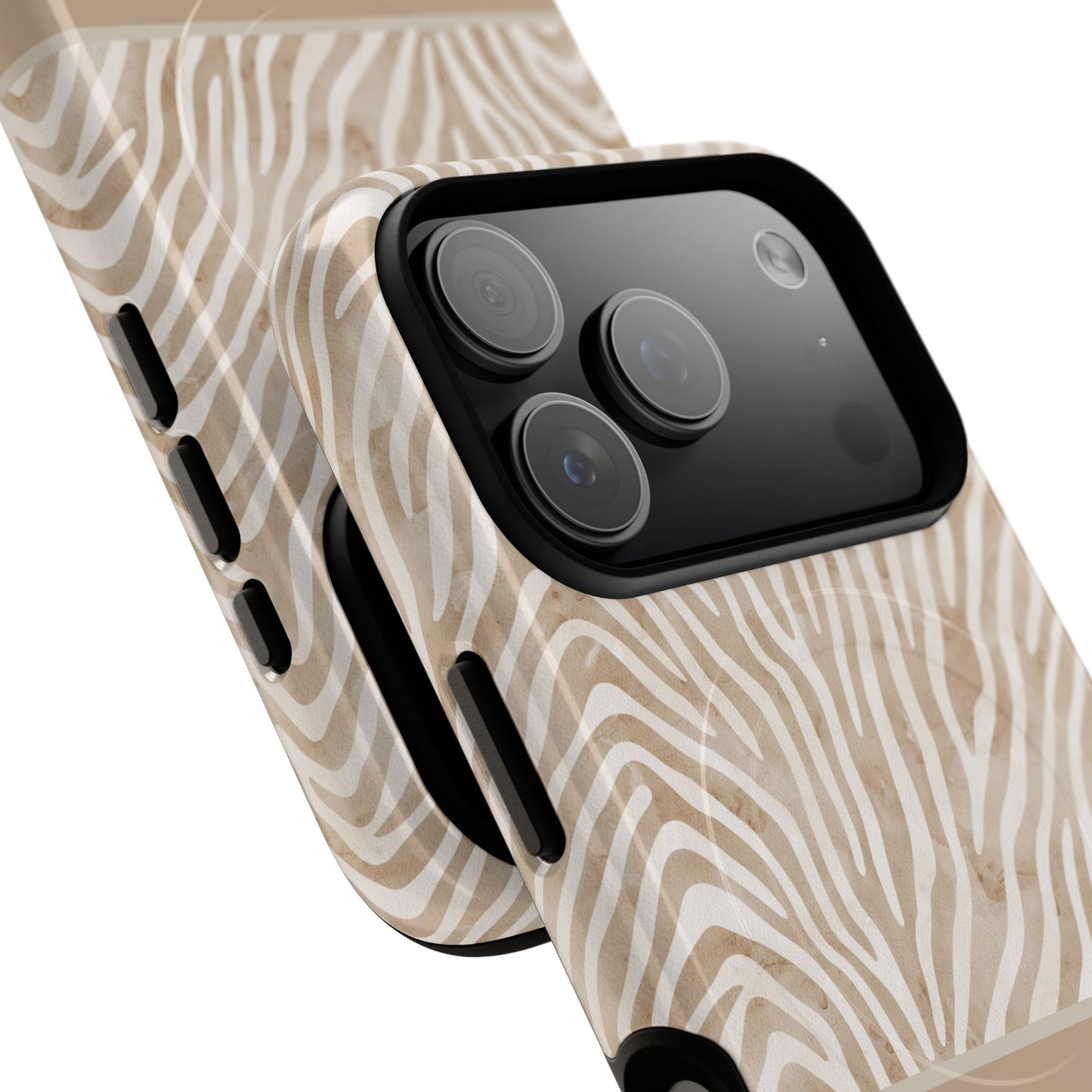 Personalized Zebra Animal Print Cover, Tough Magnetic MagSafe® iPhone® 13, 14, 15, 16, 17, Pro, Pro Max, Plus Cases (Custom Name).