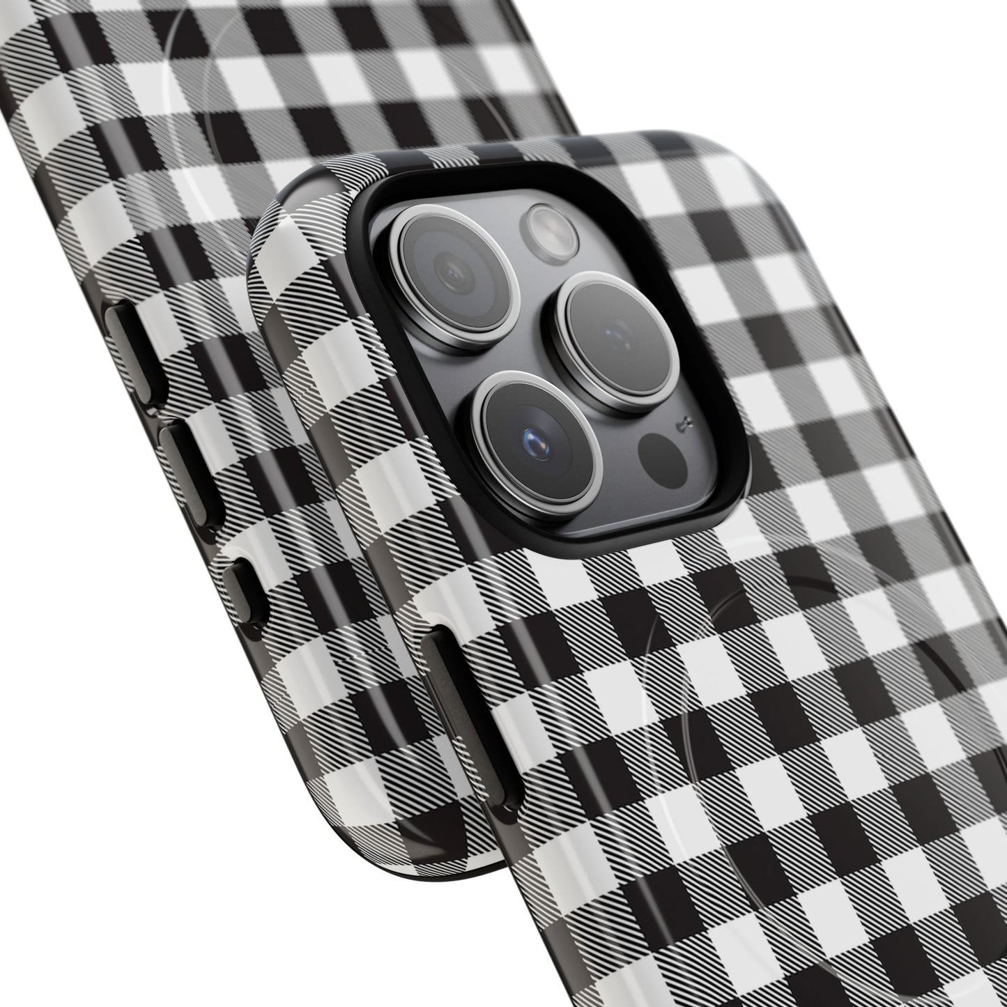 Black and White Gingham Phone Case, Tough Magnetic Cases, Stylish Phone Cover, Gift for Her, Trendy Phone Accessory, Checkered Print