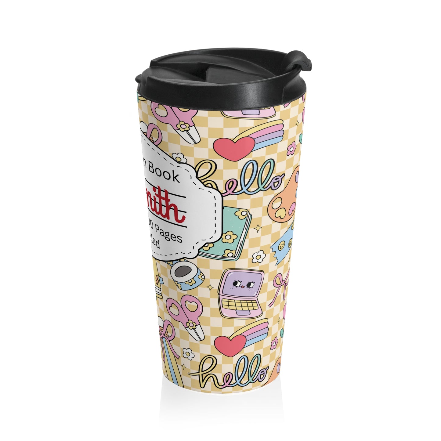 Customizable Doodle Daydream Composition Book Inspired Travel Mug, Personalized Gift for Teachers, Back to School Drinkware, Christmas Present, Stylish Coffee Cup