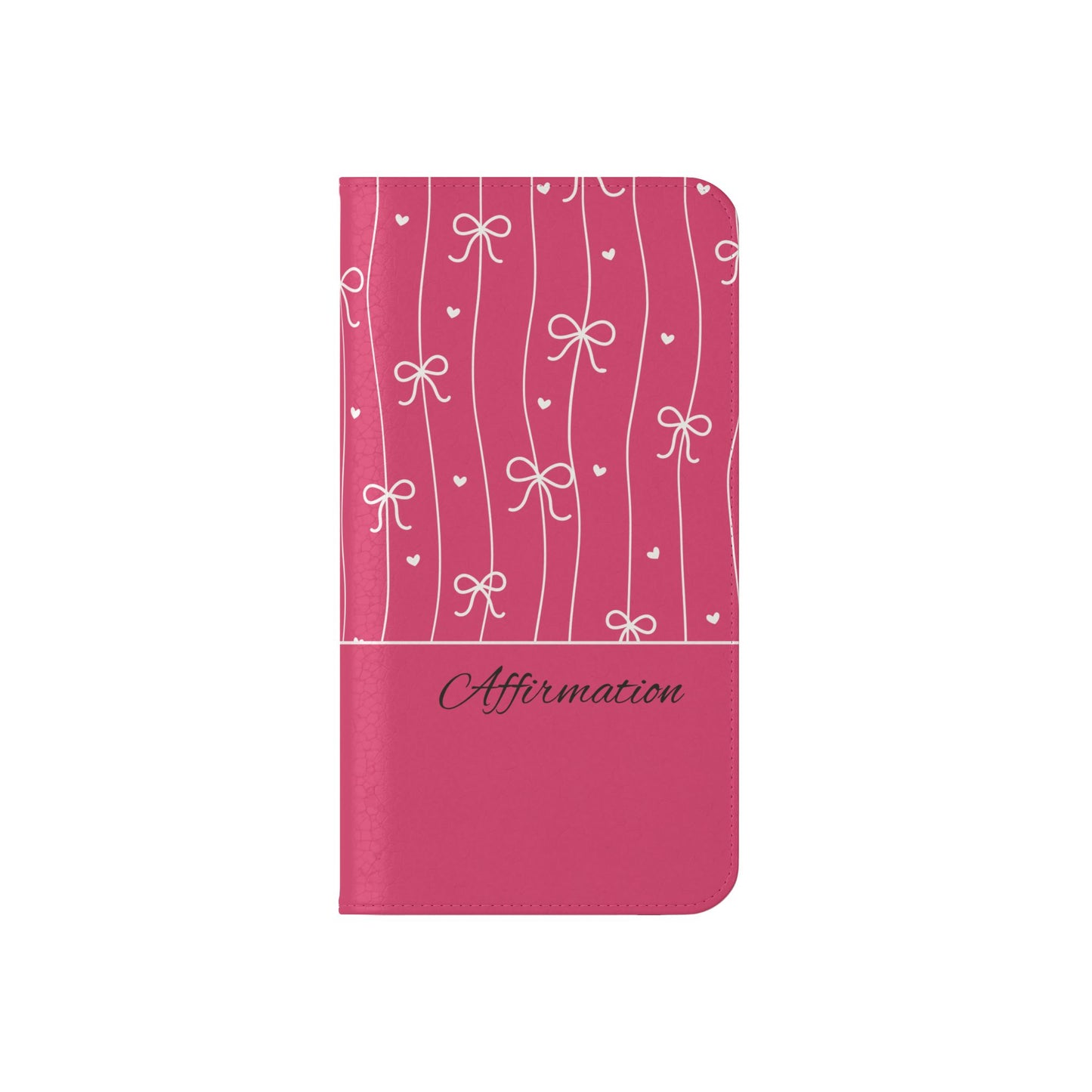 Personalized Pink Bow Coquette Flip iPhone and Samsumg Case — Custom Name or Affirmation Wallet Cover