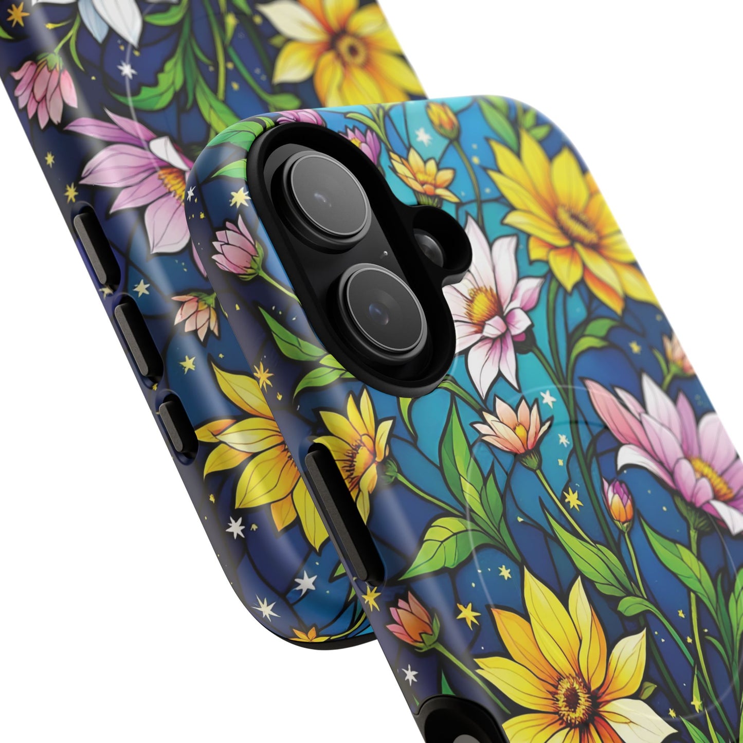 Flower Garden Stained Glass Phone Case, Tough Magnetic Cases, Floral Phone Cover, Durable Phone Accessories, Spring Gift, Birthday Present