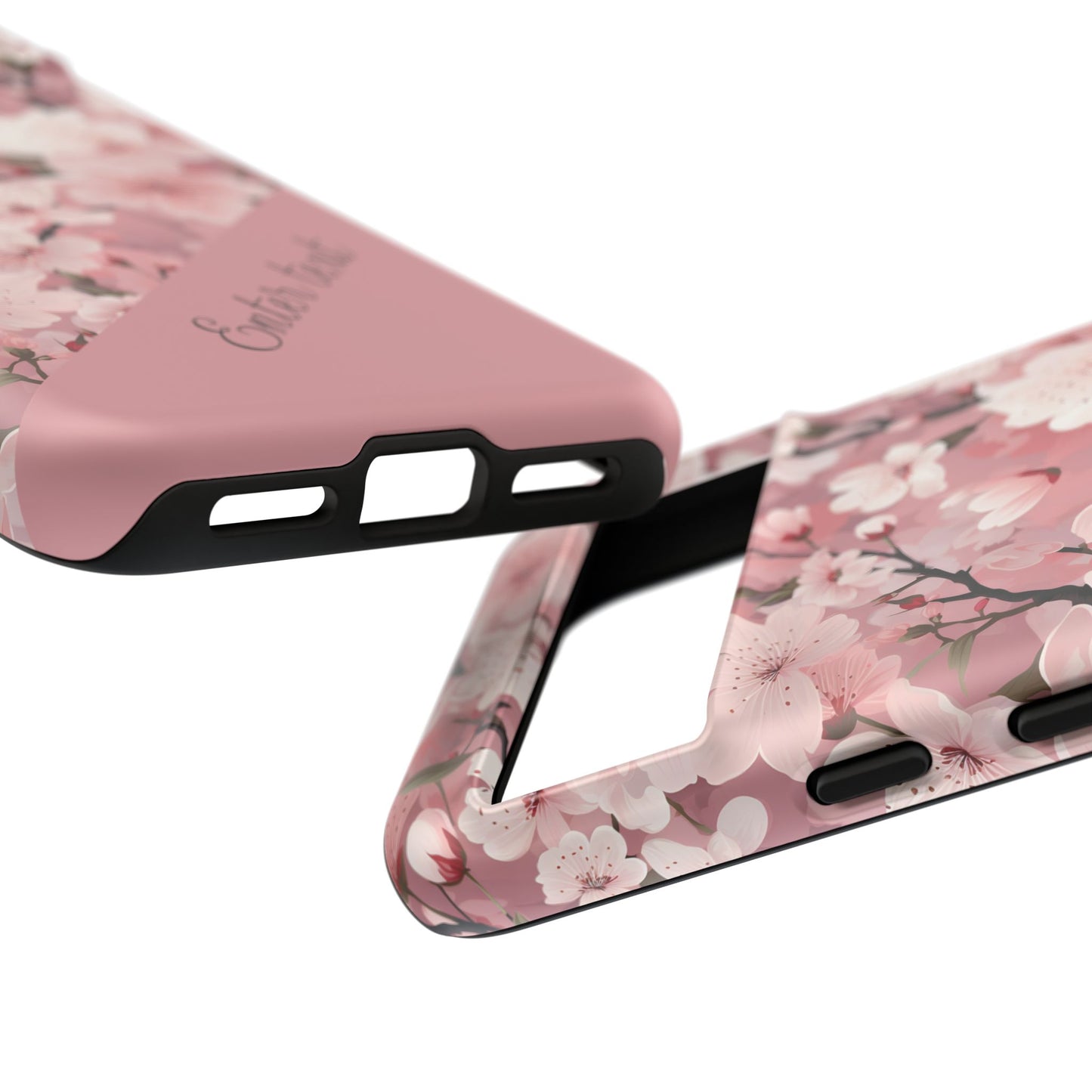 Personalized Cherry Blossom Tough Phone Case — Pink Floral Protective Case for Samsung & Google
