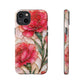 Stained Glass Effect Carnation Floral Tough Phone Case – Pink Vintage Botanical Protective Cover