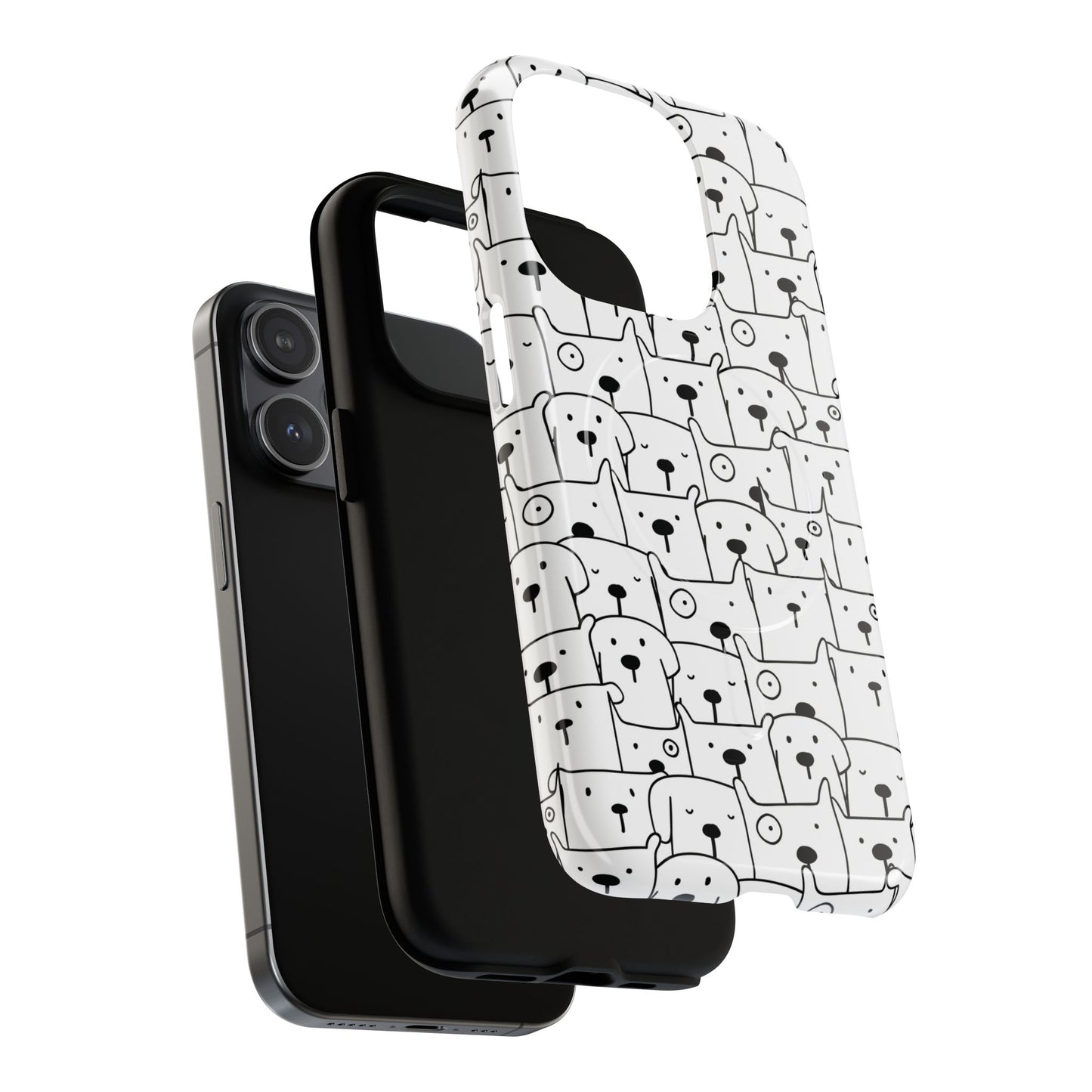 Cute Woof Line-Up iPhone Case, Tough Magnetic Case for Pet Lovers, Stylish Phone Accessory, Gift for Dog Owners, Protective Pet Case