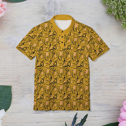 Heart Scribbles Unisex Polo Shirt, Casual Wear, Summer Fashion, Gift for Him/Her, Valentine's Day, Everyday Style, Gift for Her and Gift for Him.