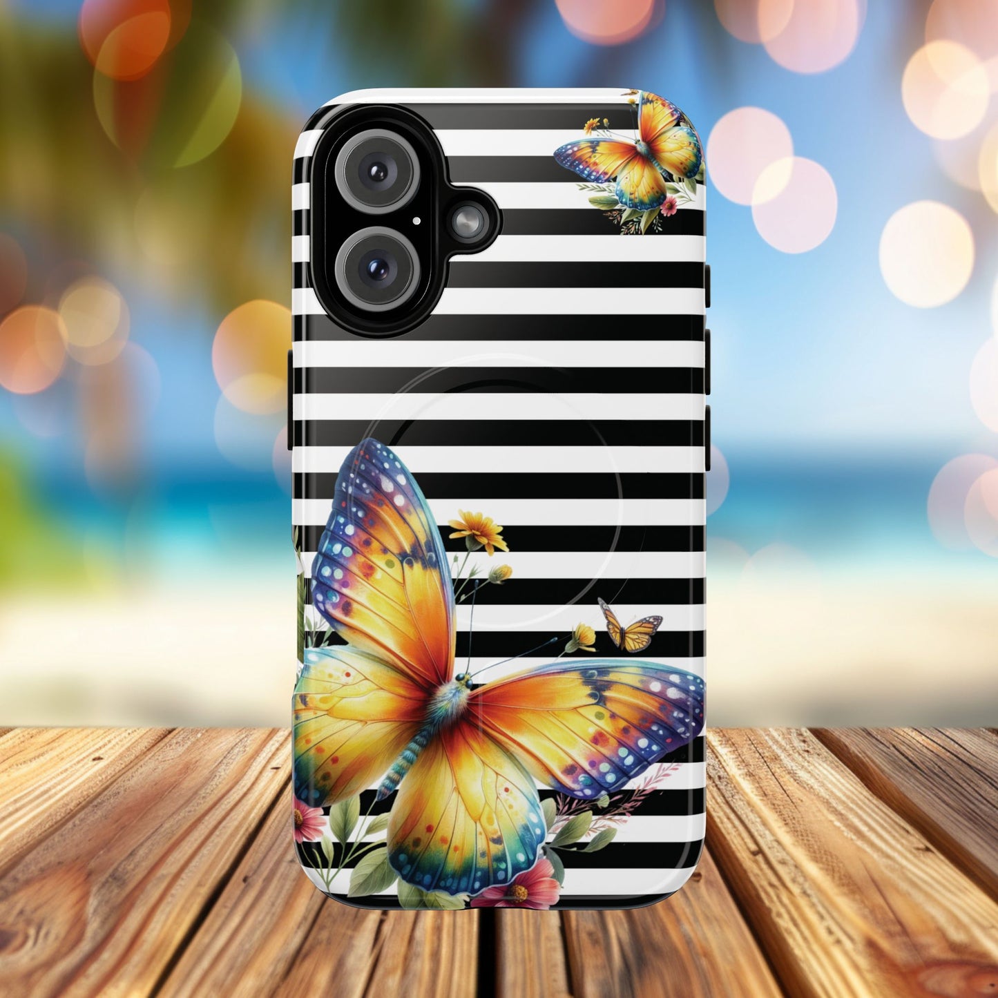 Botanic Flight Tough iPhone Magnetic Cases, Floral iPhone Cover, Stylish Tech Accessory, Gift for Nature Lovers, Butterfly Design, Unique Phone Protector