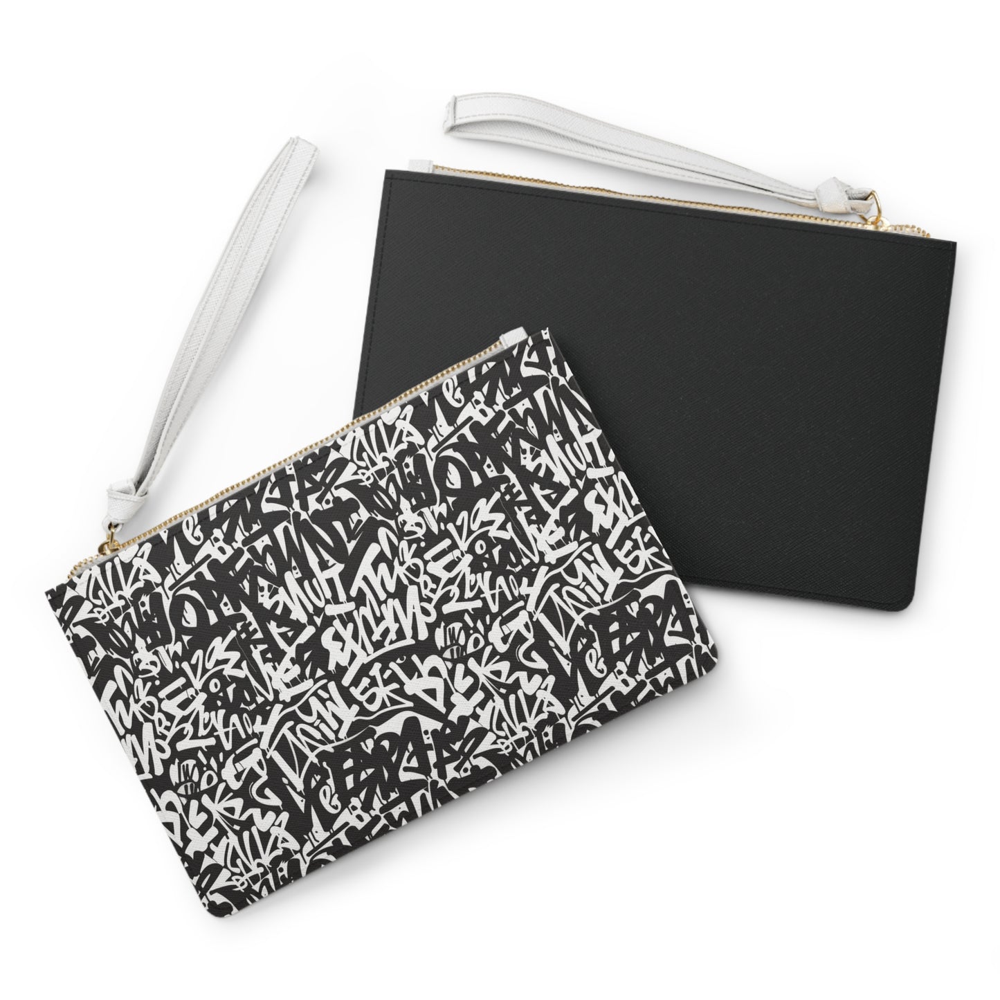 Urban Graffiti Clutch Bag - Vegan Leather Saffiano Pattern Fashionista On-the-Go Zip Fastening Wrist Strap.