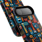 Urban Totem Vibe Tough iPhone Magnetic Case, Colorful Bohemian Art, Unique Gift for Him/Her, Holiday Accessory, iPhone Protection, MagSafe iPhone Case.