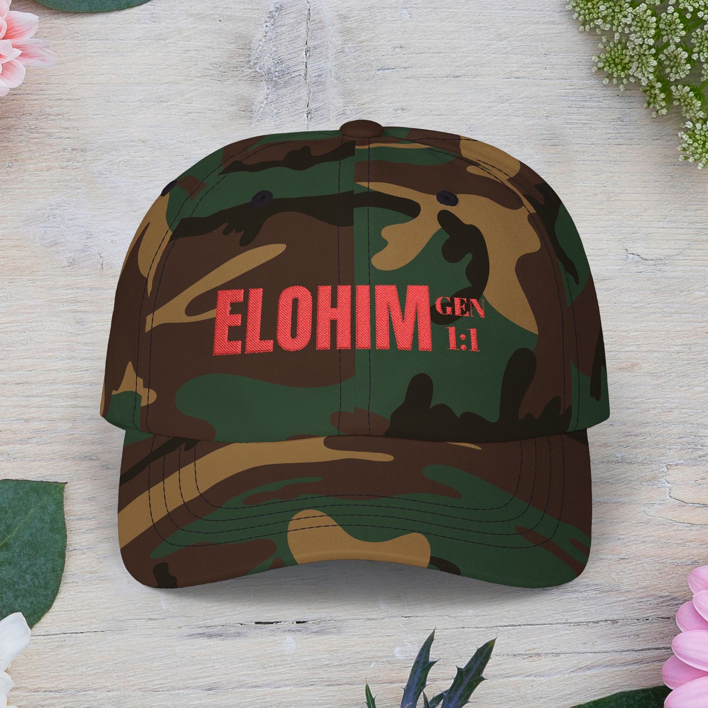 Classic Embroidery Dad Cap with 'ELOHIM, GENESIS 1:1' - Faith-Based Hat, Casual Wear, Gift for Dad, Christian Accessory, Summer Fashion