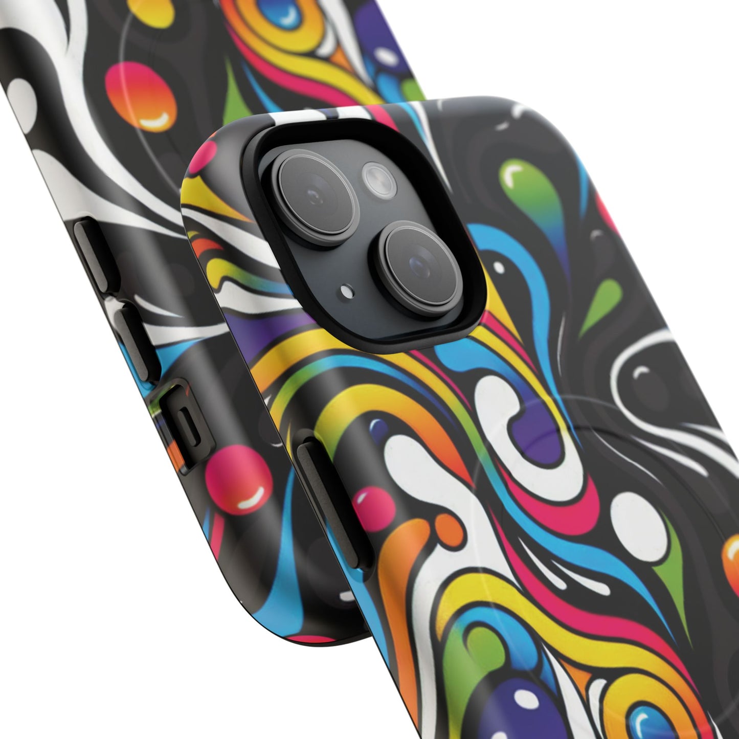 Vibrant Yin Yang Pop Splash Tough Magnetic iPhone Cases, Bold Artwork, Customizable Protection, Gift for Tech Lovers, Colorful iPhone Accessories